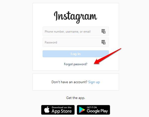 reset instagram password