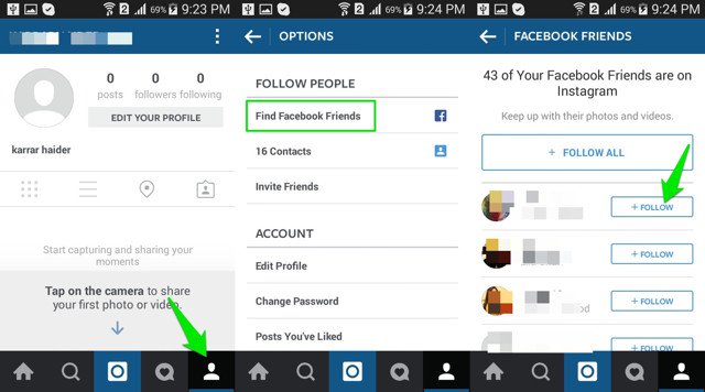 How to find someone on Instagram using Facebook Contact