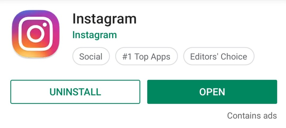reinstalling the Instagram App